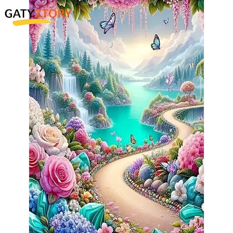 GATYZTORY Kit Pittura Paesaggistica con Numeri, Regalo Originale, Kit Disegno, Forniture Artigianali, Kit Pittura Regalo per Principianti