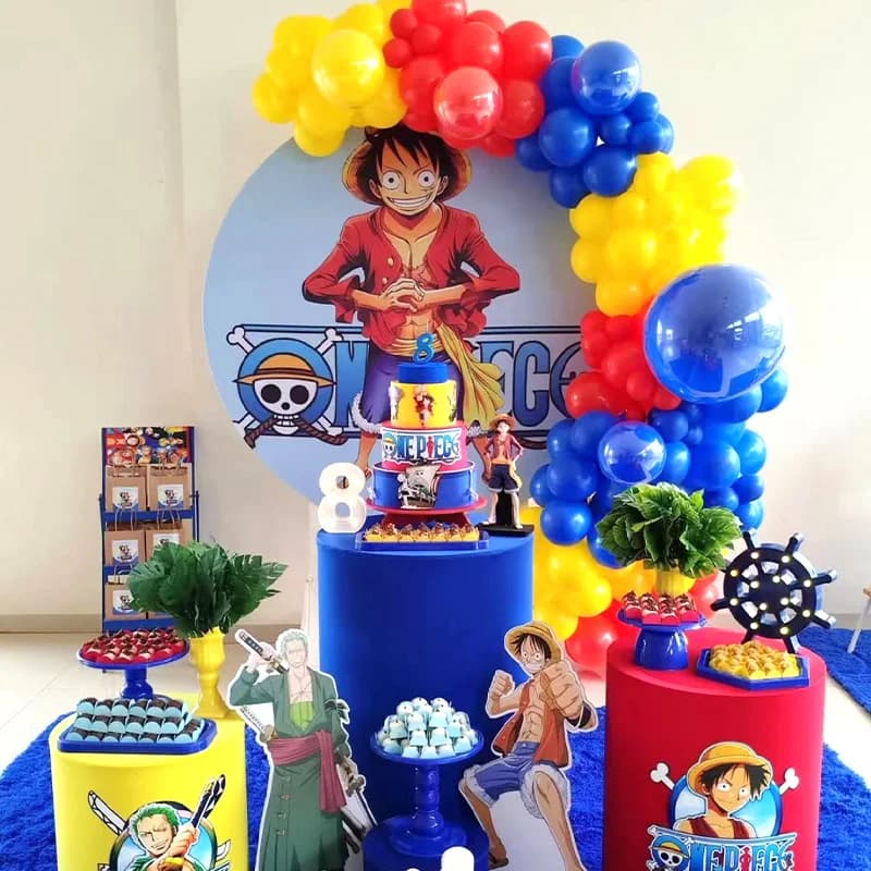 Kit Arco di Palloncini in Lattice con Palloncini in Foil di Luffy di One Piece, Palloncini Numerici, Decorazioni per Feste di Compleanno e Baby