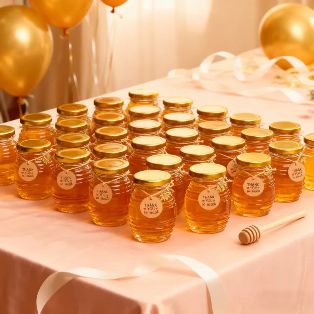 Set di 12/24/36 Vasetti in Vetro per Miele da 70ml, Mini Barattoli Rotondi in Vetro con Coperchi Dorati