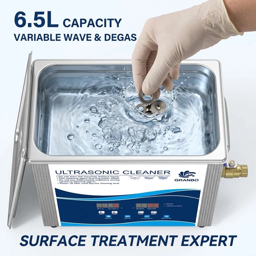Pulitore a Ultrasuoni Digitale Granbo 6.5L 180W 40KHz Riscaldato con Degassificazione a Semionda, Elettrodomestico per Pulizia a Ultrasuoni