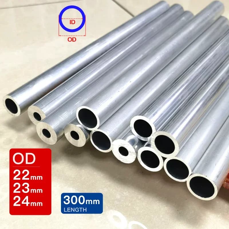 Tubo in Alluminio Diametro Esterno 22 23 24mm Lunghezza 300 500mm Tubo Cavo Dritto Rotondo in Alluminio 6063 a Parete Spessa Grande