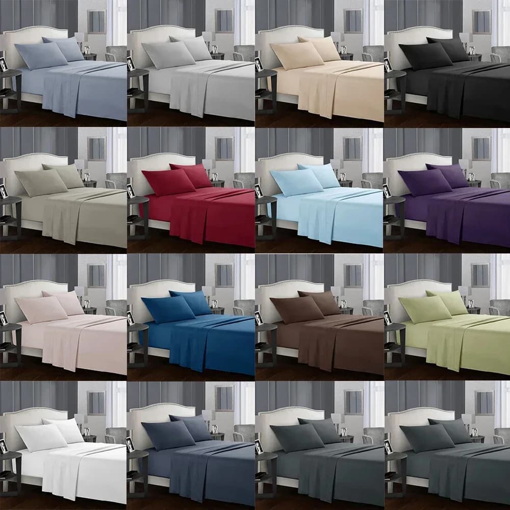Set da letto solido da 3/4 pezzi, lenzuolo con angoli impermeabili, lenzuolo e federe morbide, Queen, KIng, Full, Twin Size bianco e grigio