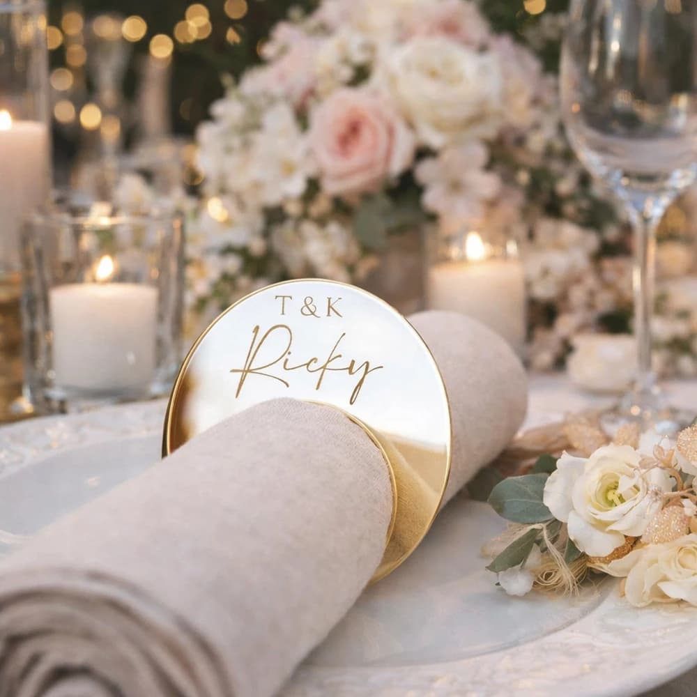 10/30/50 Pezzi Anelli Portatovaglioli Personalizzati per Matrimonio, Segnaposto Personalizzati con Nomi degli Invitati, Segnali per Posti a Tavolo,
