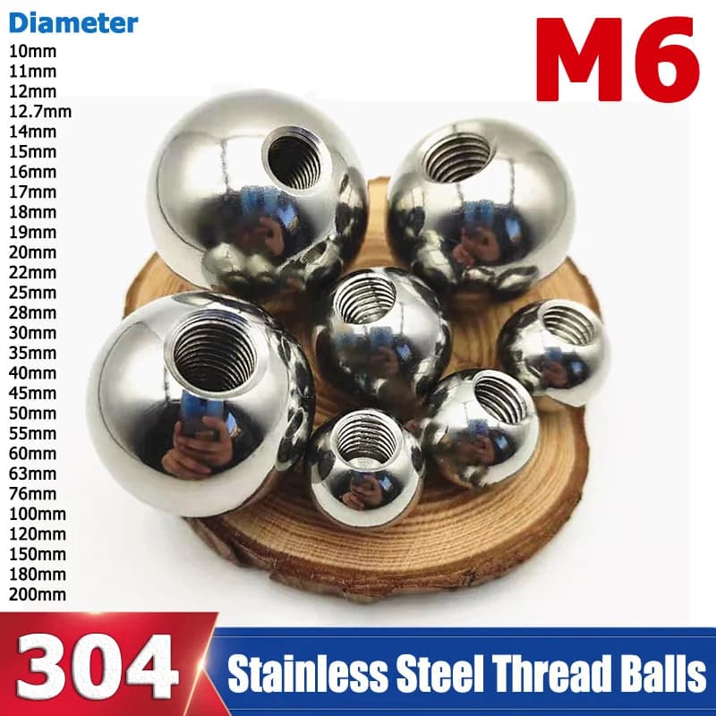 1-50 pz M6 Filettatura 304 Sfere In Acciaio Inox OD 10/11/12/12.7/14/15 ~ 200mm Solido Mezzo Foro Sfere Foratura Foro Cieco Filettatura Sfera