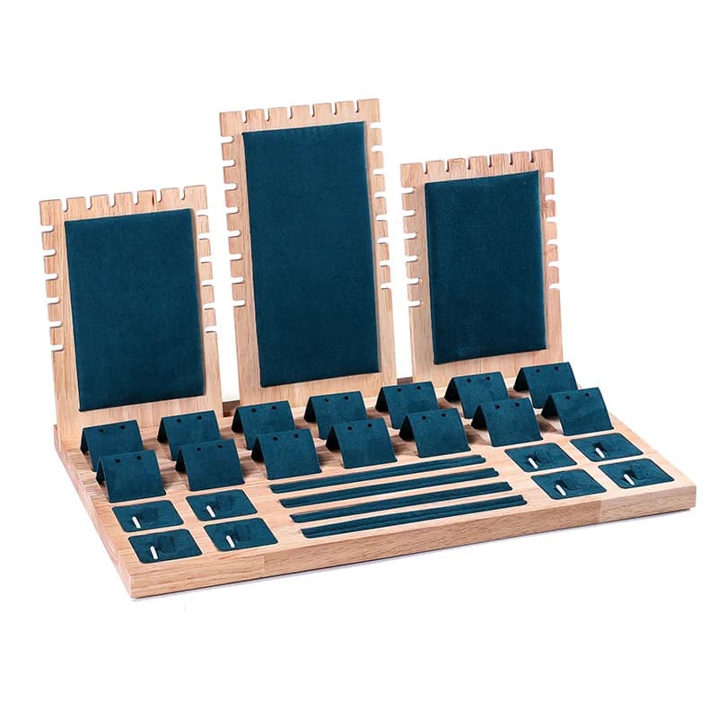 New Fashion Bamboo Jewelry Organizer Velluto di stoccaggio Display Anello Bracciale Collana Scatola Vetrina Colori Orecchini Cassetto Vassoio