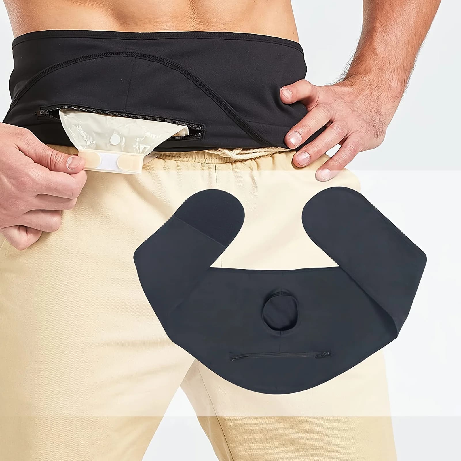 Cintura di copertura per custodia per stomia morbida e traspirante - Panno Oxford portatile Avvolgimento di supporto per stomia nascosto unisex per