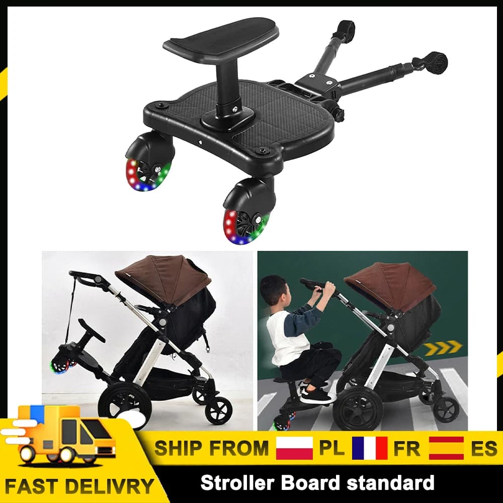 Pedana Universale 2 in 1 per Passeggino, Trolley Standard per Bambini, Ausiliario con Sedile Staccabile, Pedana per Bambini, Capacità 25kg