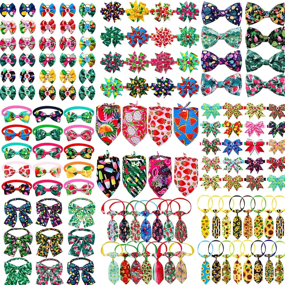 60/100pcs accessori per cani in stile frutta per papillon per cani estate cani di piccola taglia fiocchi per capelli di gatto bandane per animali