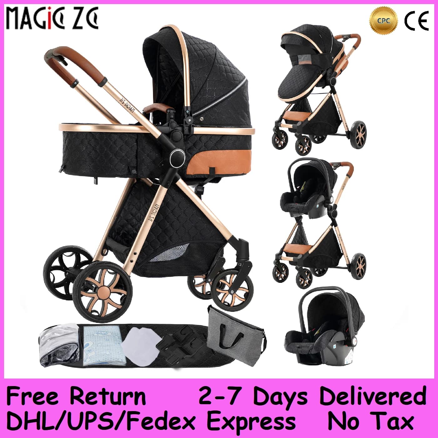 Dalla collezione Newborn Adventures: Sistema passeggino e carrozzina convertibile 3-in-1, crociera fluida su tutti i terreni e chiusura rapida e