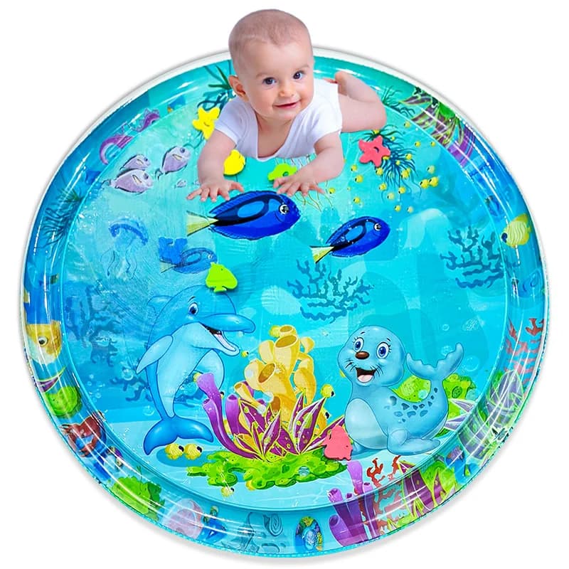 1 pz 100 cm grande bambino che gioca tappetino d'acqua delfino modello di sigillo PVC gonfiabile rotondo tappetino da gioco cuscino regalo per bambini