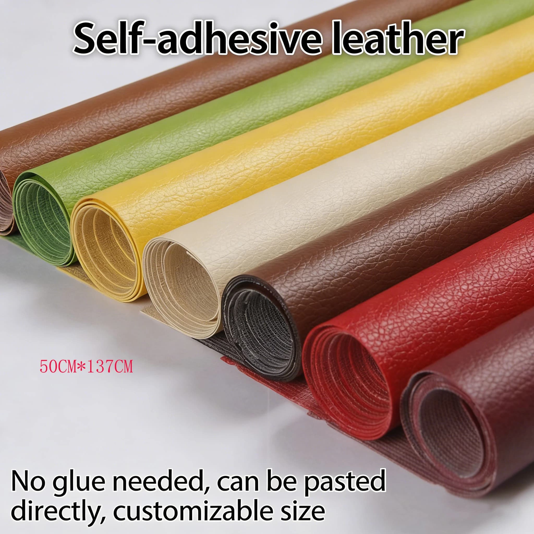 Patch Adesive in Pelle Sintetica PU 50cmx137cm, Adesivi Fai-da-Te per Riparazione Divani, Tessuto in Finta Pelle Autoadesivo