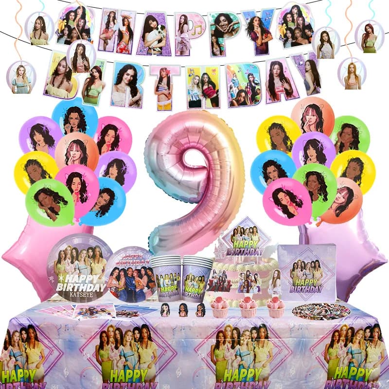 Decorazioni per Feste di Compleanno KATSEYE, Palloncini in Lattice e Foil, Tema Kpop, Stoviglie Monouso, Banner per Eventi, Regalo