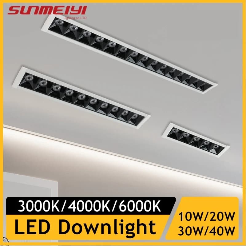 Nuova linea LED da incasso lampada da soffitto a griglia rettangolare da incasso 10W 20W 30W AC85 ~ 265V faretto a LED per la decorazione del negozio