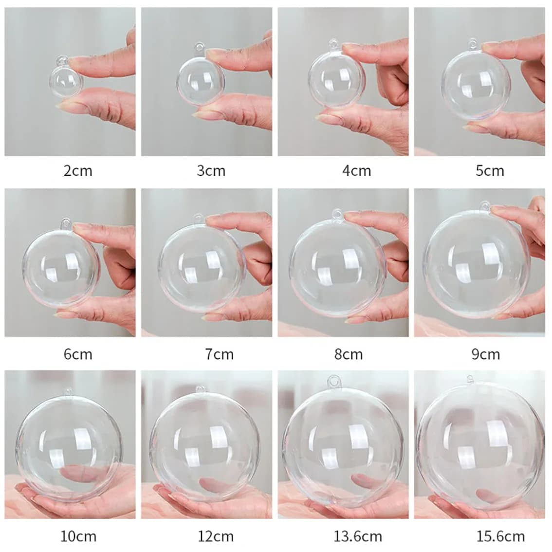 1-20 pezzi di plastica trasparente sfera cava diametro 10-200mm sfera trasparente per decorazione fatta a mano fai da te console di gioco pezzi d'arte