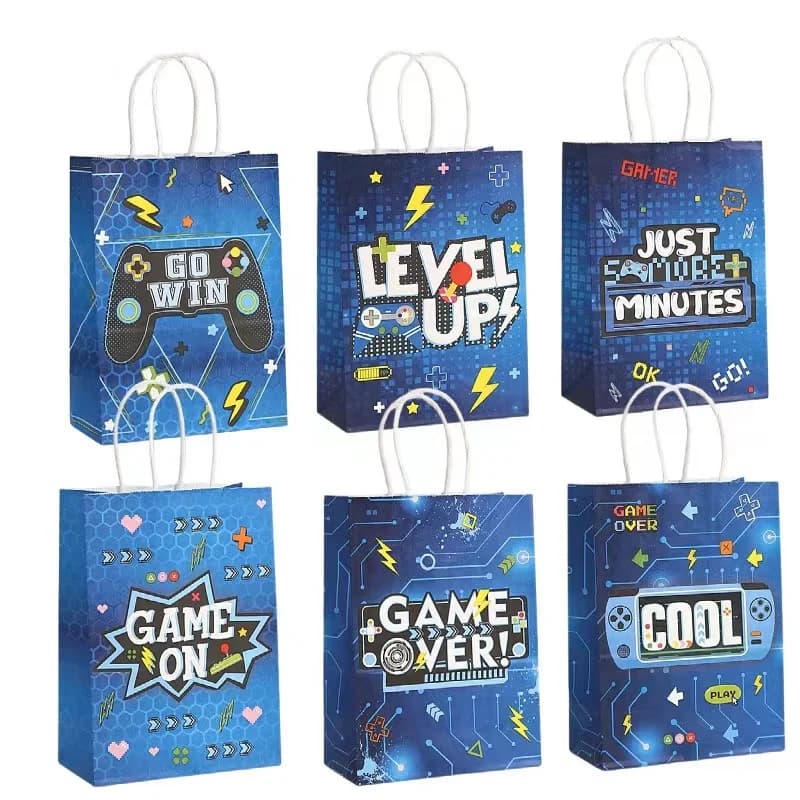 6/24 pezzi videogioco su tema sacchetto di imballaggio regalo di carta gioco su sacchetto di biscotti caramelle per bambini ragazzo gioco di