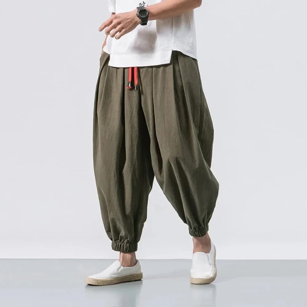 Nuovi pantaloni Harem da uomo alla moda Pantaloni larghi oversize in cotone e lino Pantaloni sportivi da jogging di alta qualità Pantaloni maschili