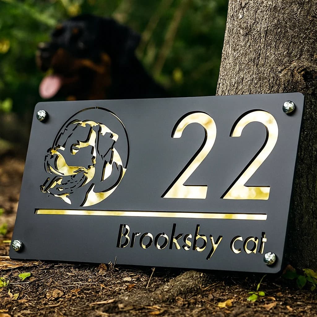 Targa personalizzata per la casa del cane Targa in acrilico per indirizzo – Targa personalizzata con numero civico per parete esterna, targa moderna