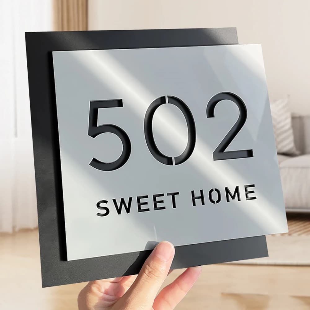 Targa Numero Civico in Acrilico Personalizzata per Casa, Hotel, Residenze - Adesivo Digitale Artistico Creativo in Acrilico