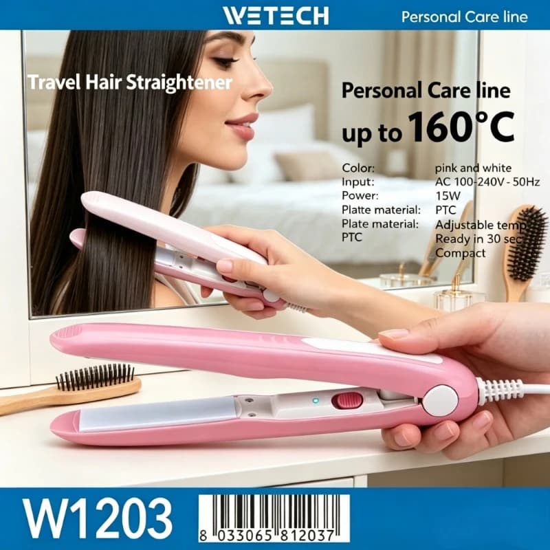 360 °   Piastra per Capelli WETECH con Cavo Girevole 160-220 ° Piastra per Capelli con Temperatura Regolabile PTC per Uso Domestico e in Viaggio