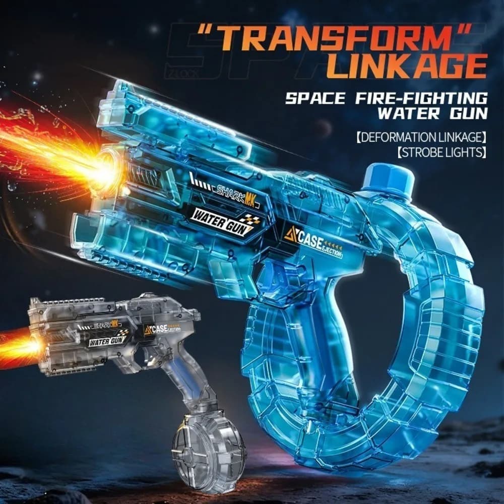 Pistola ad Acqua Elettrica ad Alta Velocità per Bambini con Effetto Fiamma Luminosa, Spruzzi Continui e Lunga Gittata