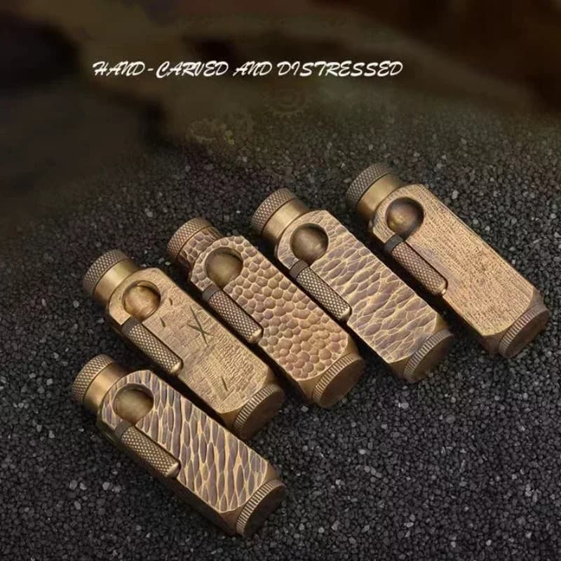 Insolito ottone intaglio fatto a mano accendino a cherosene pesante vintage tre lati tubo di uscita antincendio accendini tubi per la raccolta di