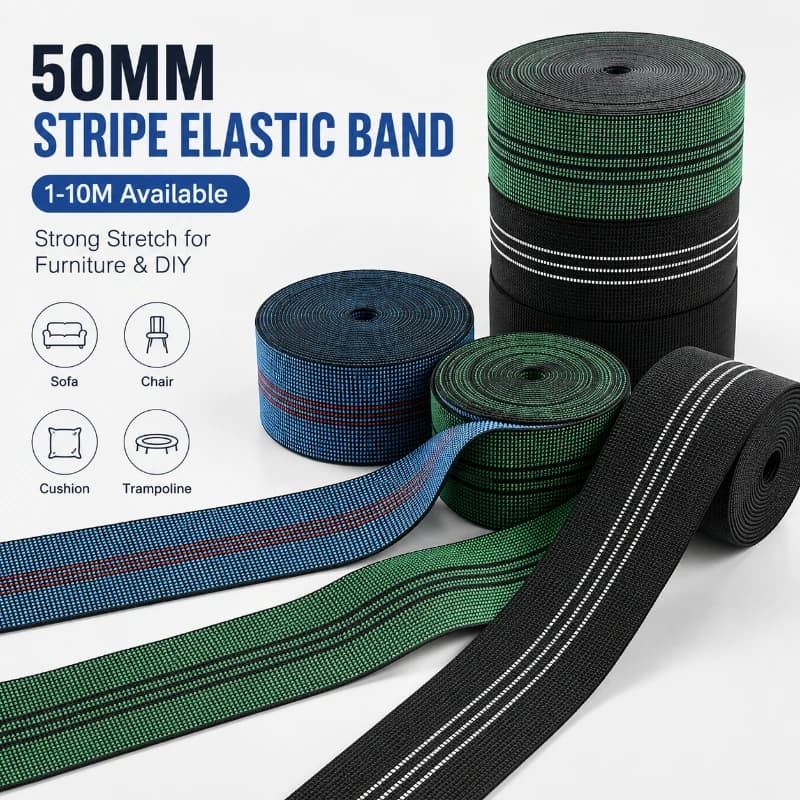 Nastro Elastico in Gomma da 1-10M, Larghezza 50mm, per Riparazione Cuscini Divano e Sedia, Strumenti Fai-da-Te per Cucito