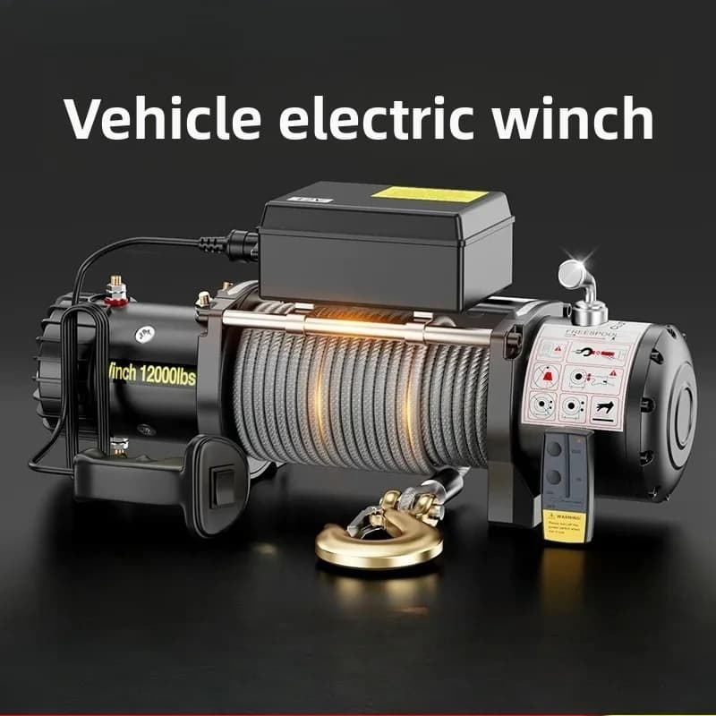 Verricello Elettrico 12V 24V Portatile Montato su Veicolo, Piccola Gru Elettrica per Veicoli Fuoristrada, Verricello di Autosalvataggio, Strumento di