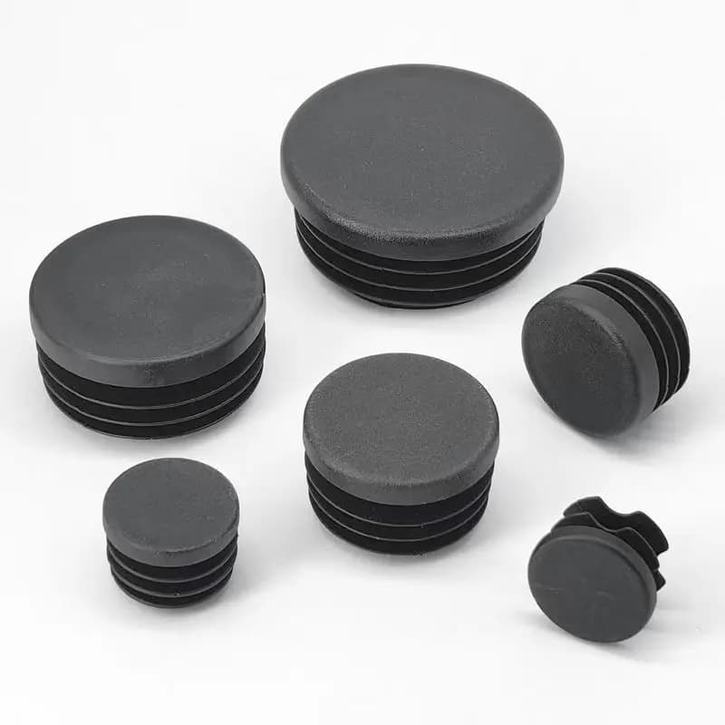 Tappi rotondi OD (10-140 mm) Tappi terminali in plastica nera | Tappi di finitura per mobili da ufficio e da giardino |   Tappi terminali Fitness Eqpt