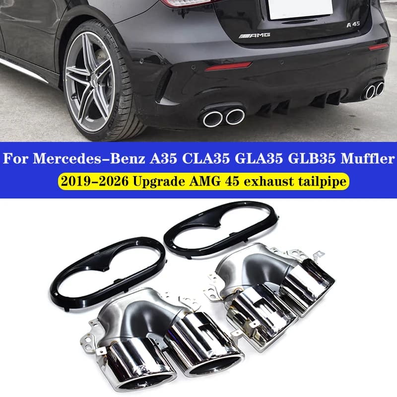 Terminali di scarico neri AMG per aggiornamento scarico Mercedes-Benz A35 CLA35 GLA35 GLB35 (dal 2020 in poi), compatibili con A45 CLA45 GLA45 GLB45