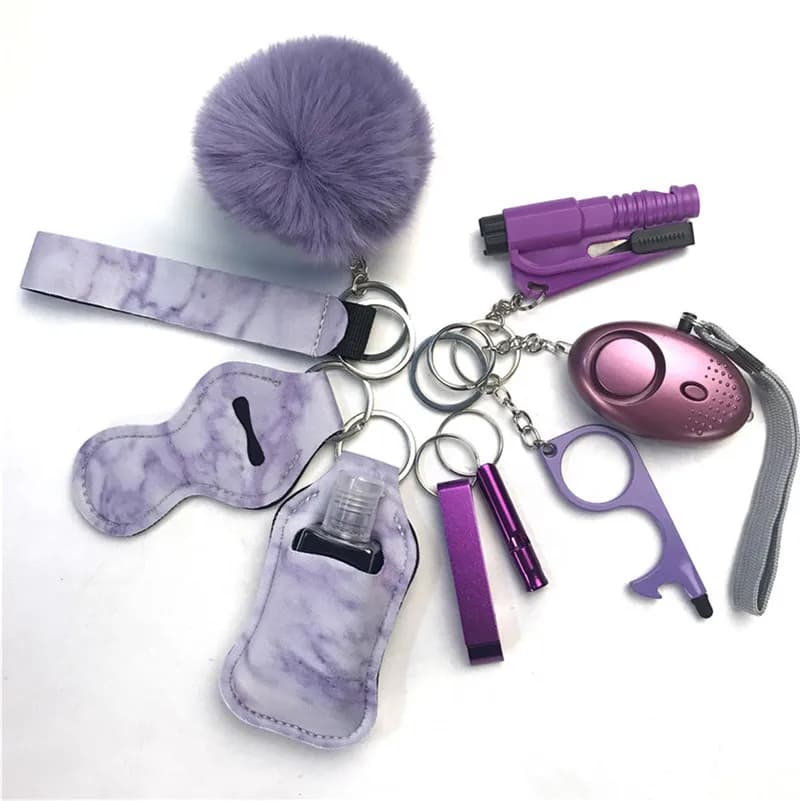 10 pz-12 pz/set portachiavi di autodifesa portachiavi di autodifesa per ragazze portatili per le donne portachiavi sicuro di allarme miglior regalo