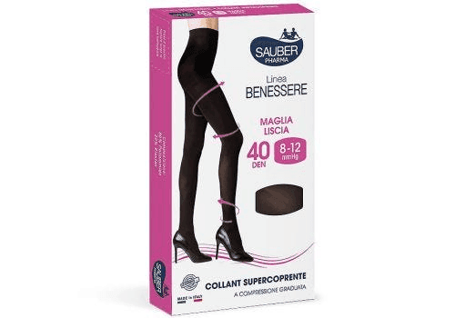 Sauber Pharma Linea Benessere Collant Super Coprente 40 Den 8-12 mmHg Colore Nero Taglia 3