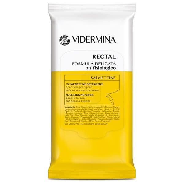 Vidermina Rectal Salviette Detergenti Intime Zona Anale e Perianale 15 Pezzi