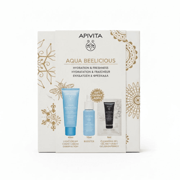 Apivita Cofanetto Regalo Aqua Beelicious con Crema Fluida Idratante Viso Colorata SPF 30 40 ml  +  Mini Siero Booster Idratante 10 ml + Mini Gel
