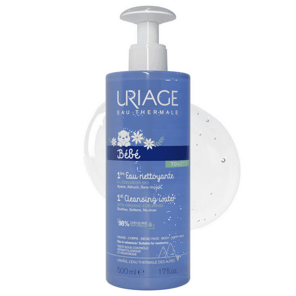 Uriage Bébé 1a Acqua Detergente 500 ml Senza Risciacquo Viso Corpo e Pannolino Neonati e Bambini
