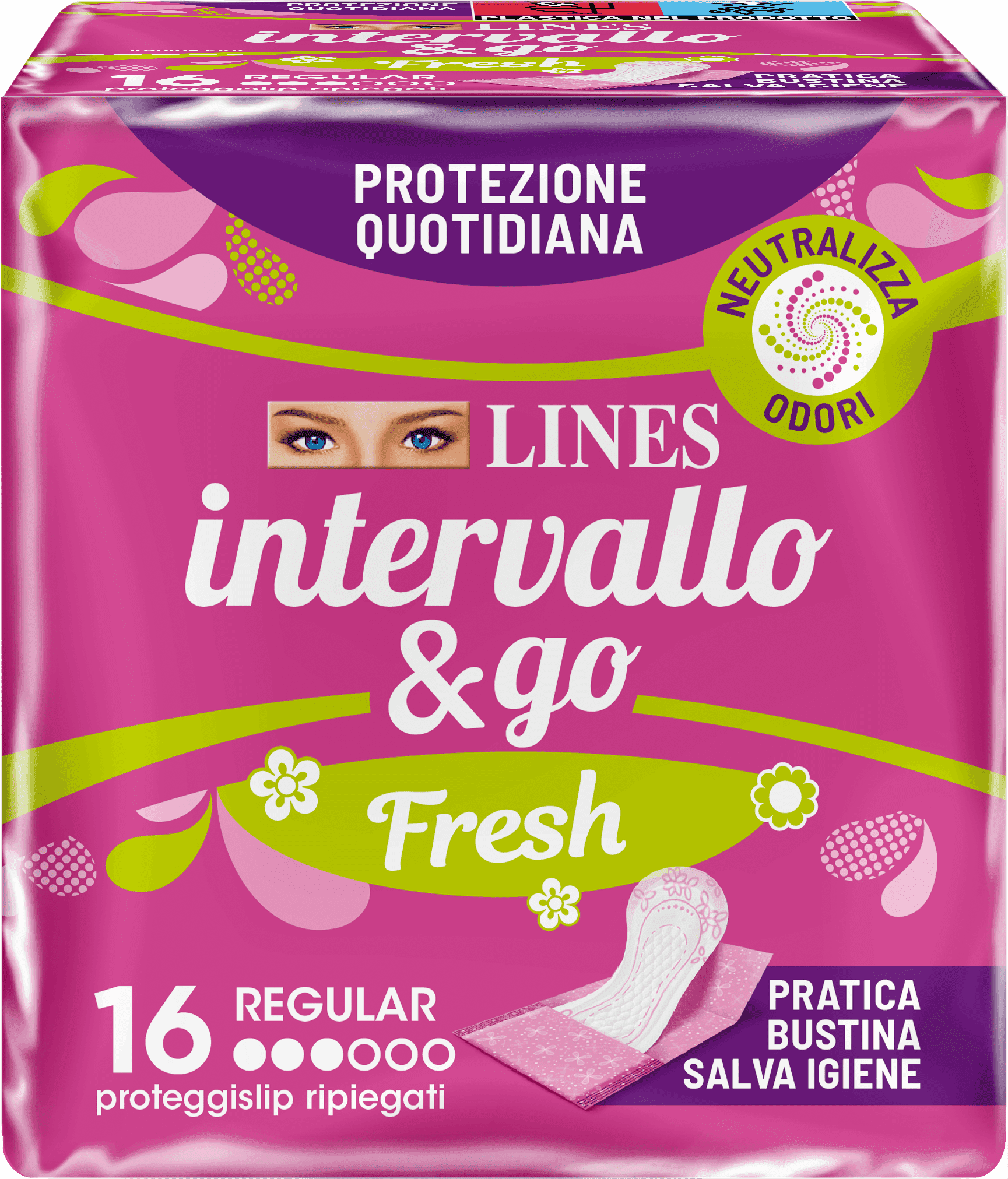 Proteggislip Lines Intervallo Fresh&Go Ripiegati 16 Pezzi