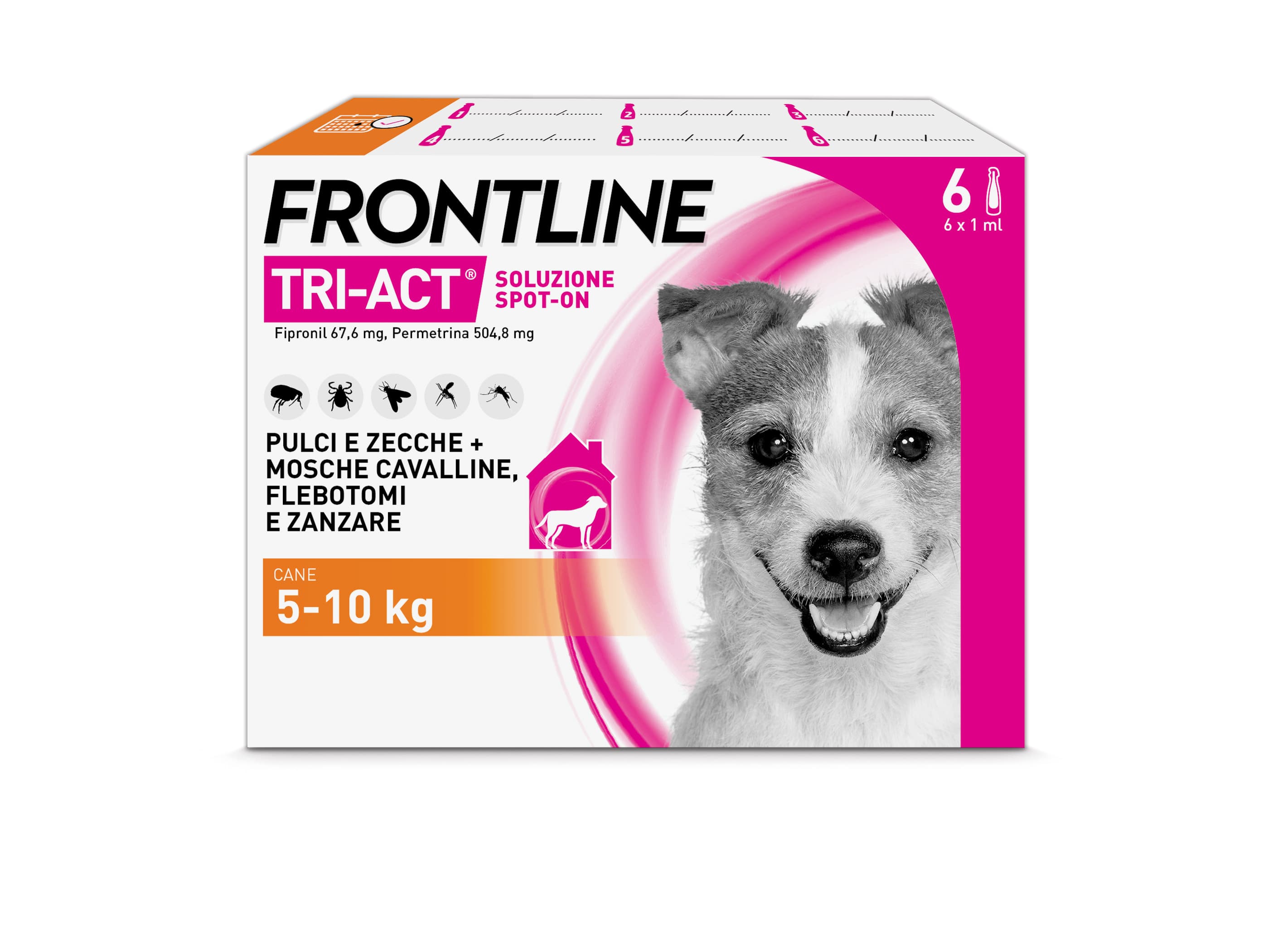 Frontline Tri-Act X6 Antiparassitario Per Cani Contro Parassiti E Insetti Volanti (5-10Kg)