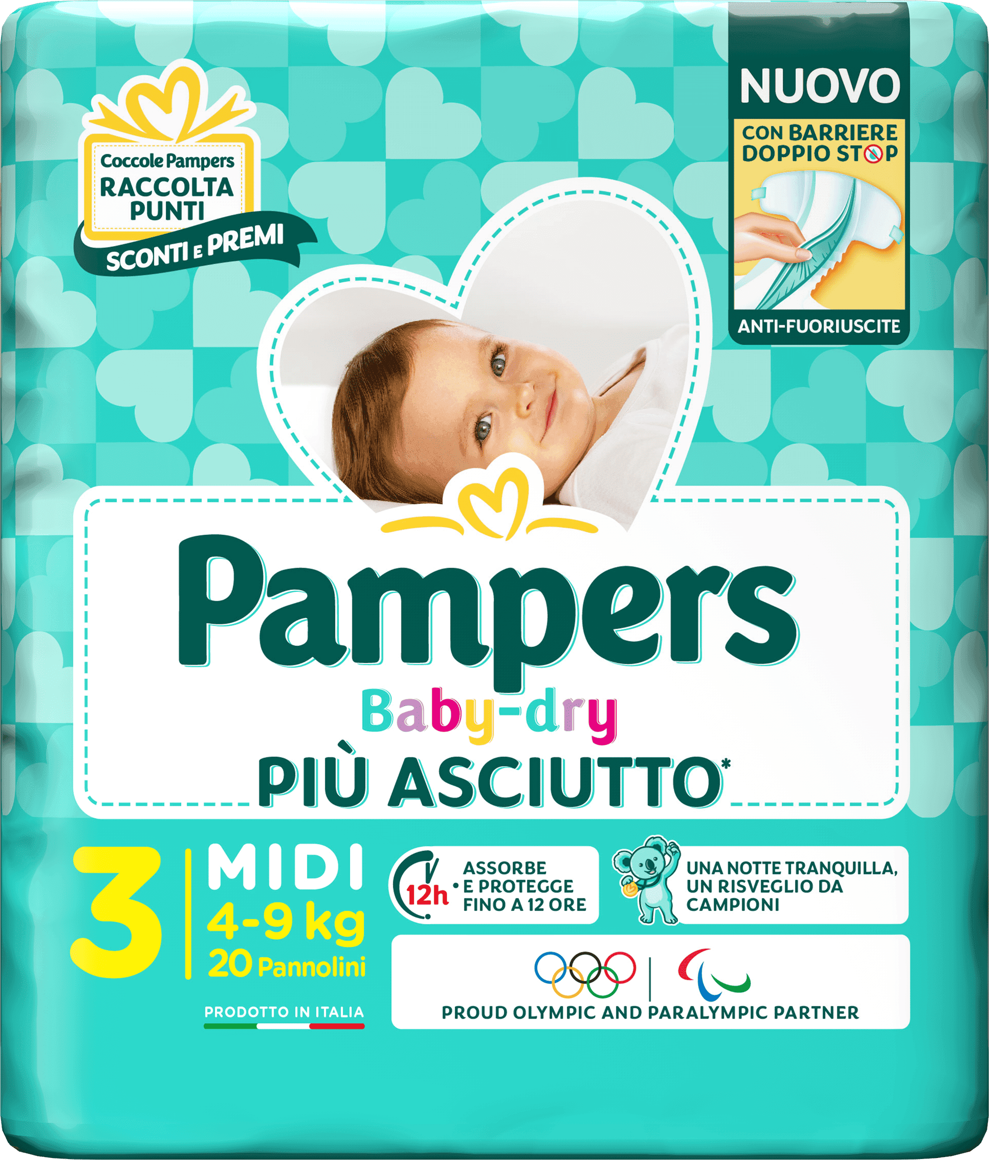 Pampers Baby Dry Pannolino Downcount Midi 20 Pezzi