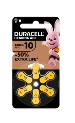 Duracell Easytab 10 Giallo Batterie Apparecchio Acustico 6 Batterie