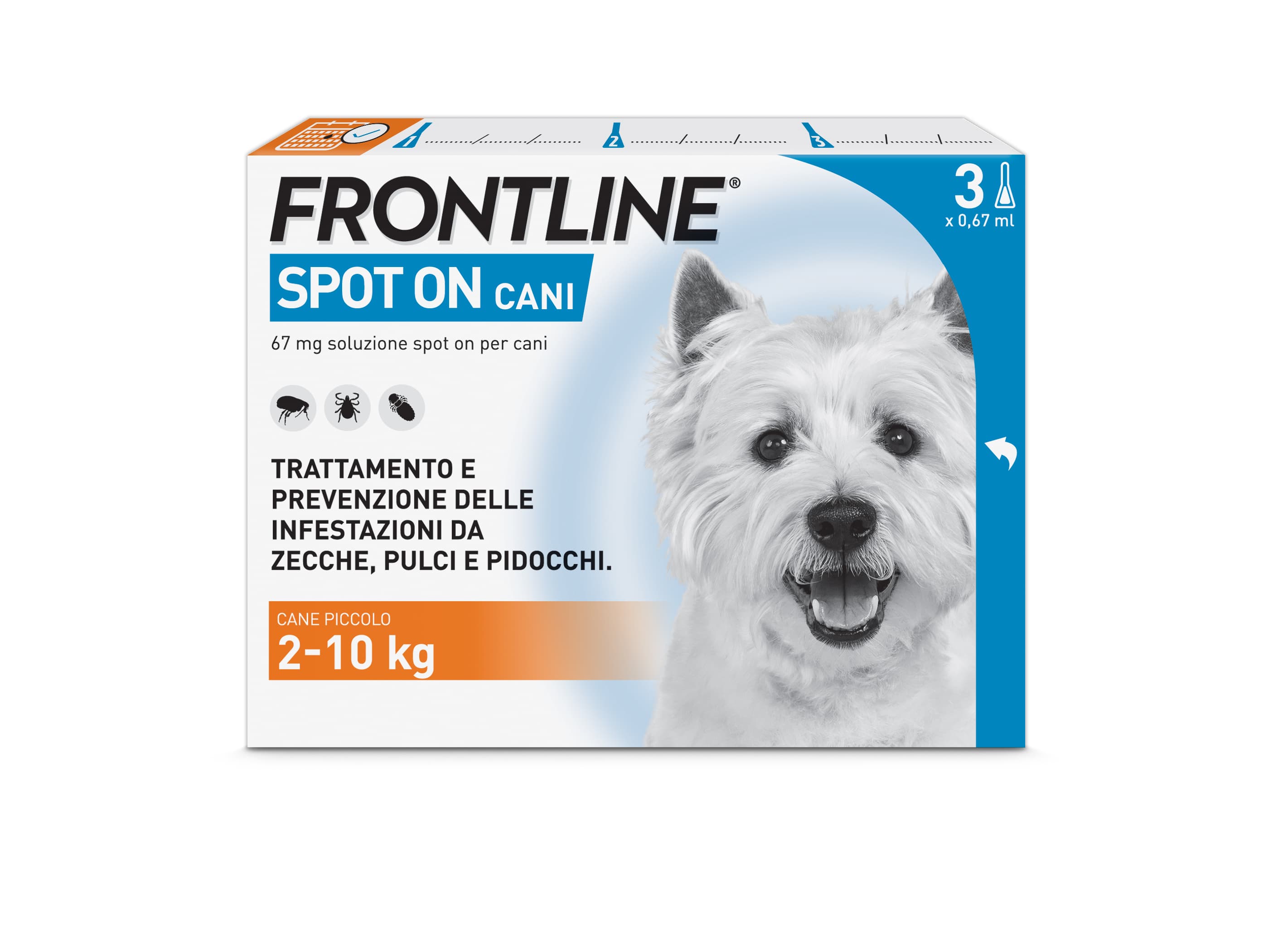 Frontline Spot On Cani X3 Antiparassitario Contro Pulci, Zecche E Pidocchi (2-10Kg)