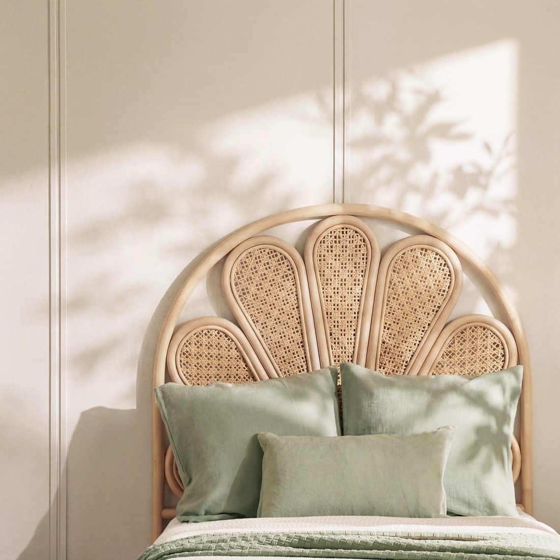 Testiera in rattan naturale per letto da 90 Bloom