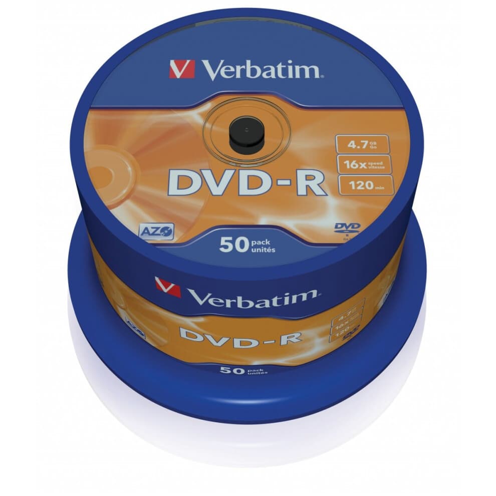 DVD-R Verbatim 16X Spindle(X50) - Capacità 4.7 Go - Tecnologia AZO