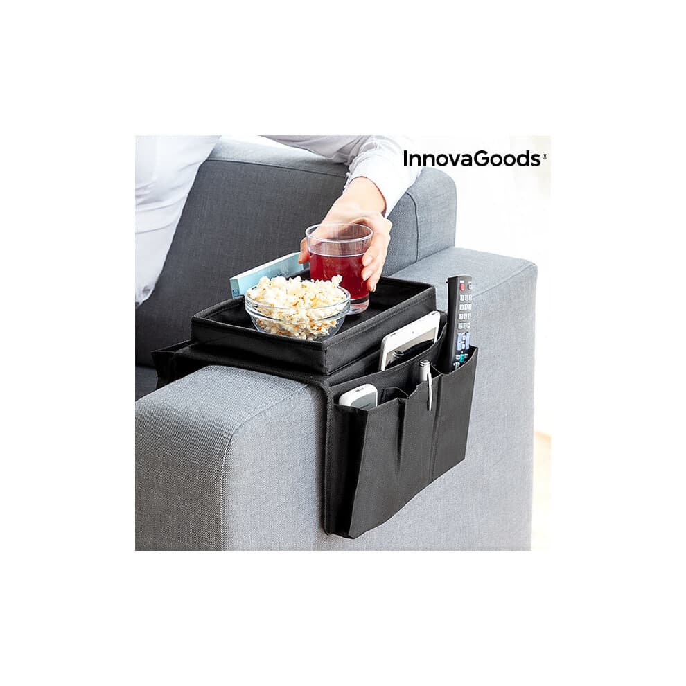 Vassoio per divano - InnovaGoods - Telecomando - Cotone e poliestere - 54 x 31 x 4 cm - Nero