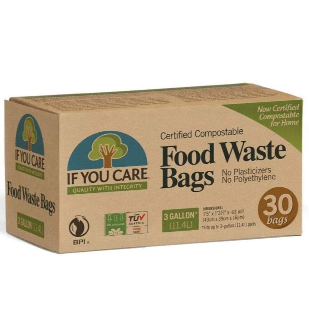 Sacchetti Compostabili If You Care per Rifiuti Alimentari, 30 Pezzi, 3 Galloni - Certificati Compostabili