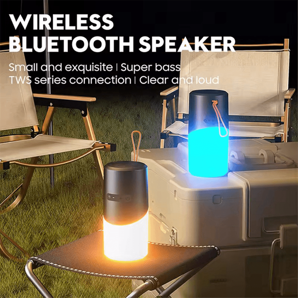 Subwoofer per Esterni Altoparlante Bluetooth IPX5 Impermeabile da Cassa Audio Tavolo con Luce Colorata RGB Nero