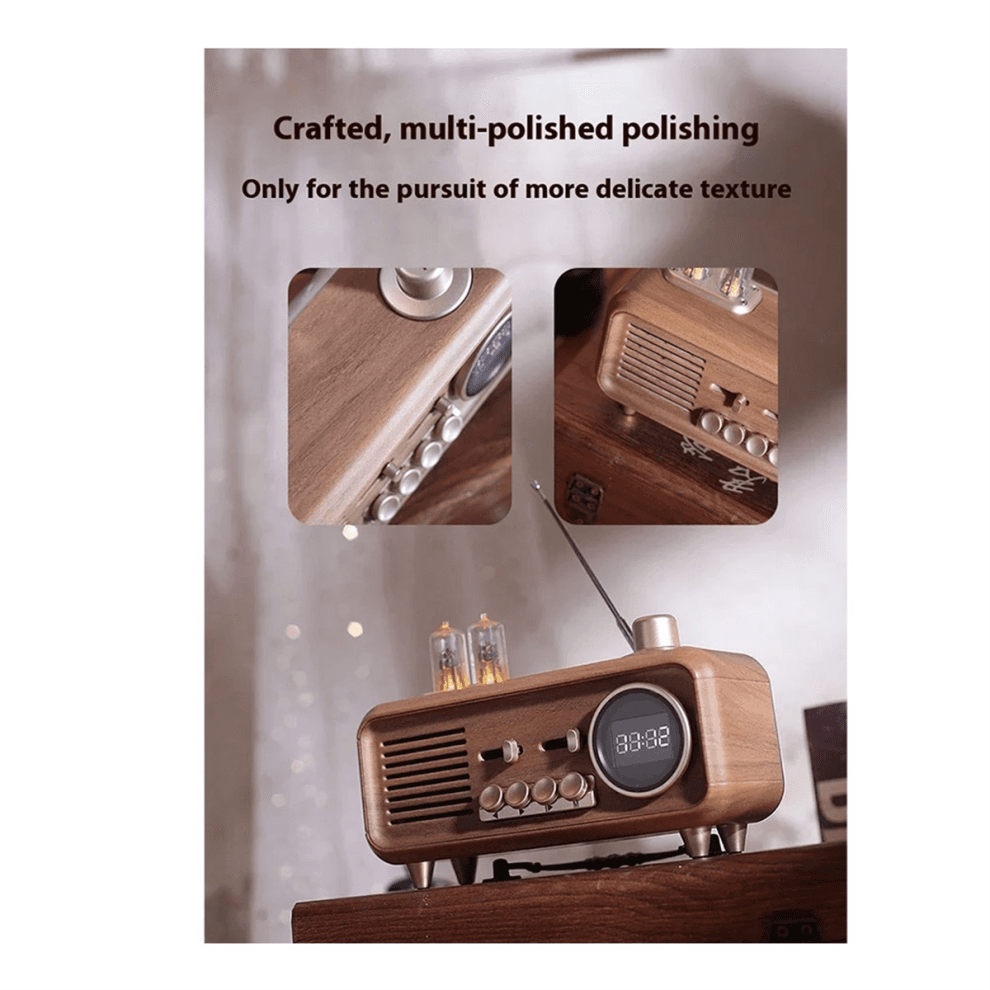Altoparlante Bluetooth Retrò Portatile Radio FM Subwoofer Wireless con Visualizzazione 'Ora Luce Ambientale Supporto TF AUX Lettore MP3