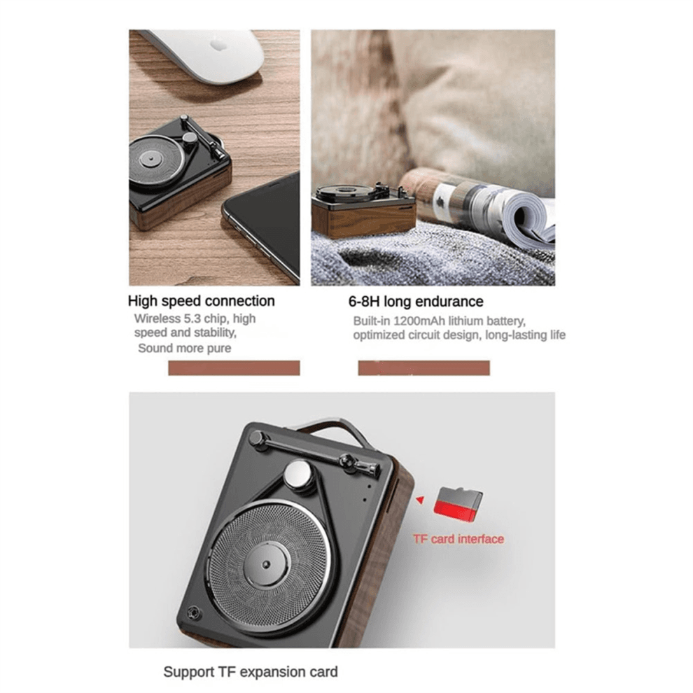 Altoparlante Bluetooth Retrò, Subwoofer Audio Vintage Portatile, Cassa Acustica per Casa e Ufficio
