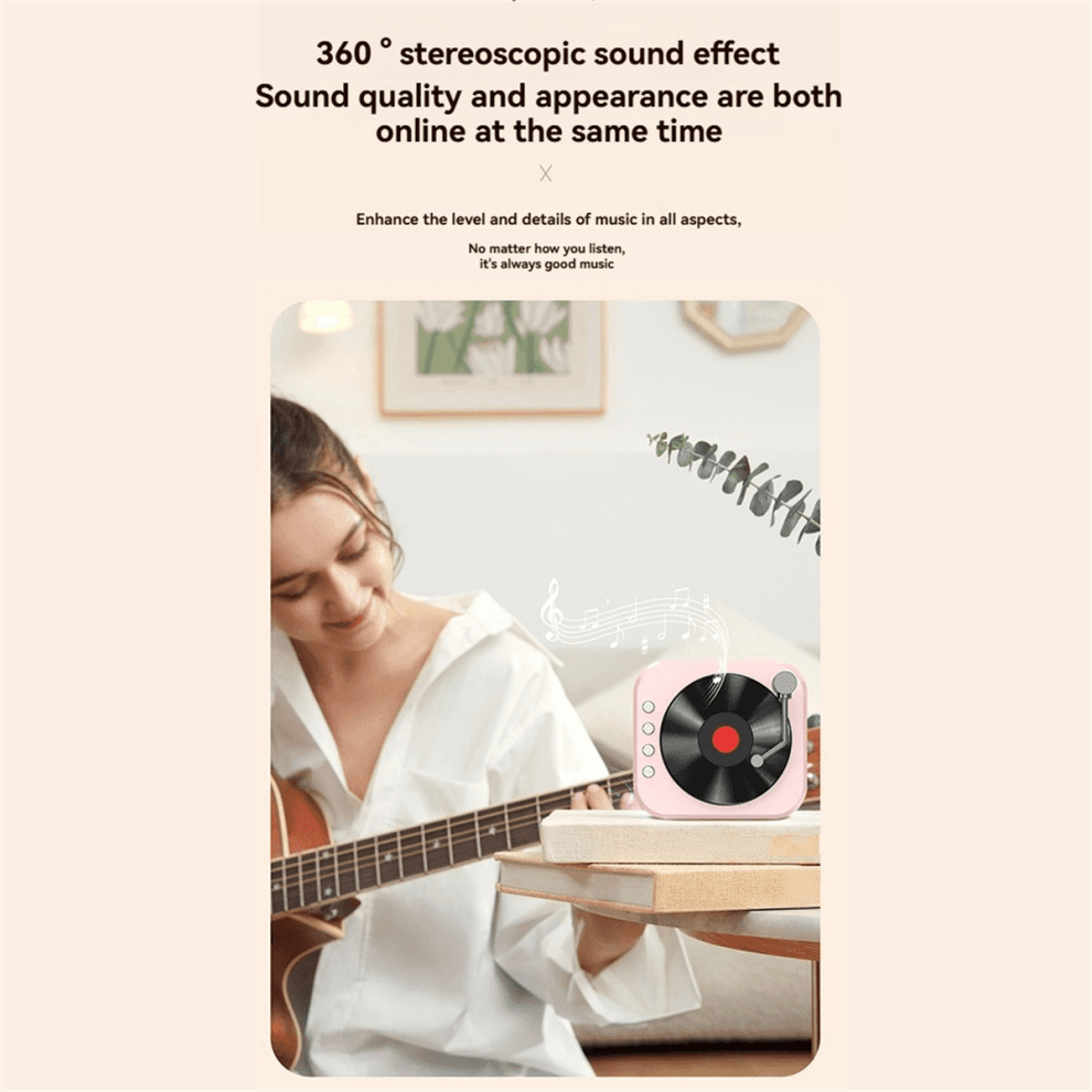 Altoparlante Retrò Bluetooth5.3 con 2 Microfoni, In Stile Fonografo del XVIII Secolo, Suono Stereo A 360, Vinile B