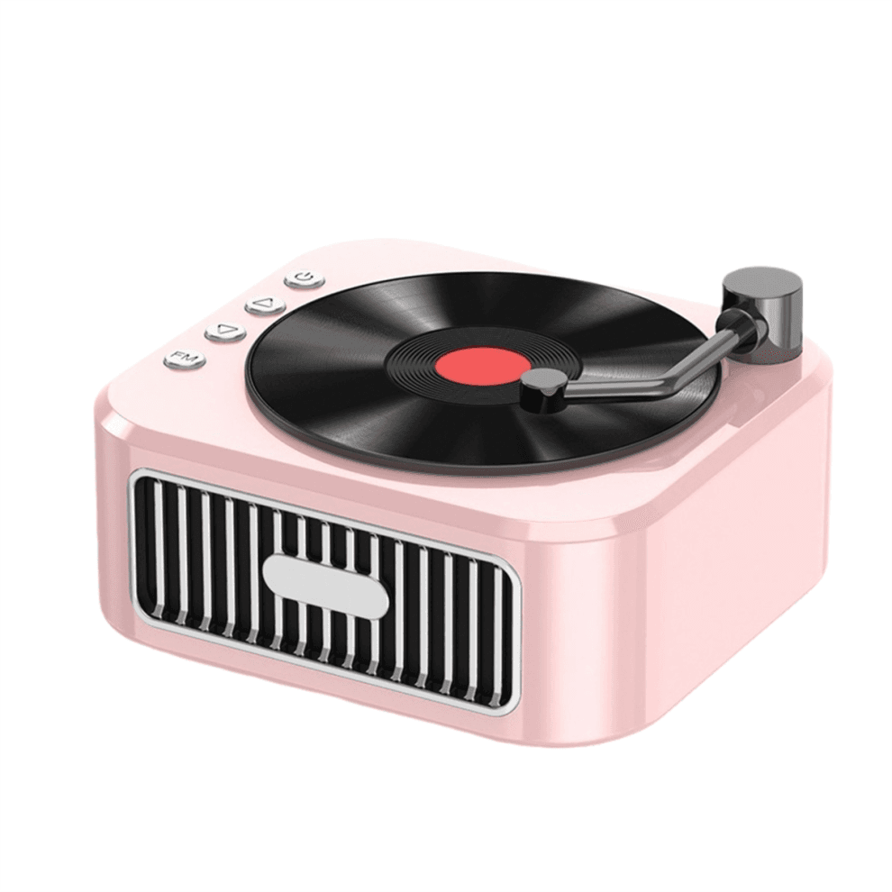 Altoparlante Retrò Bluetooth 5.3 In Stile Fonografo del XVIII Secolo, Suono Stereo A 360, Vinile Rosa