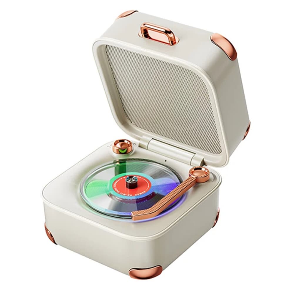 Mini Altoparlante Bluetooth Retrò Ad Alta Fedeltà, Lettore di Dischi In Vinile, con Luce Colorata per Atmosfera