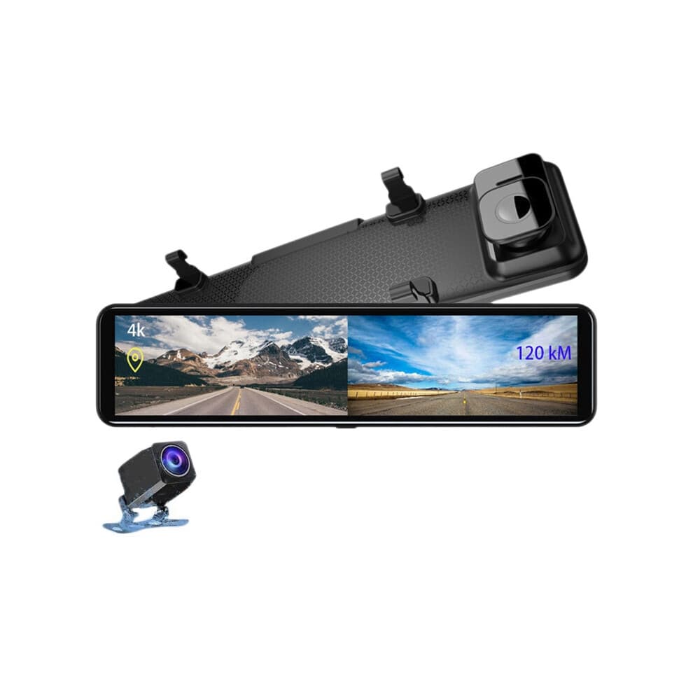 Dash Cam da 12 pollici 4K Ultra HD 2160P IMX415 Specchietto retrovisore Doppia lente Dashcam Telecamera DVR anteriore e posteriore per auto